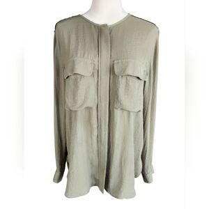 H&M Olive Green Collarless Blouse